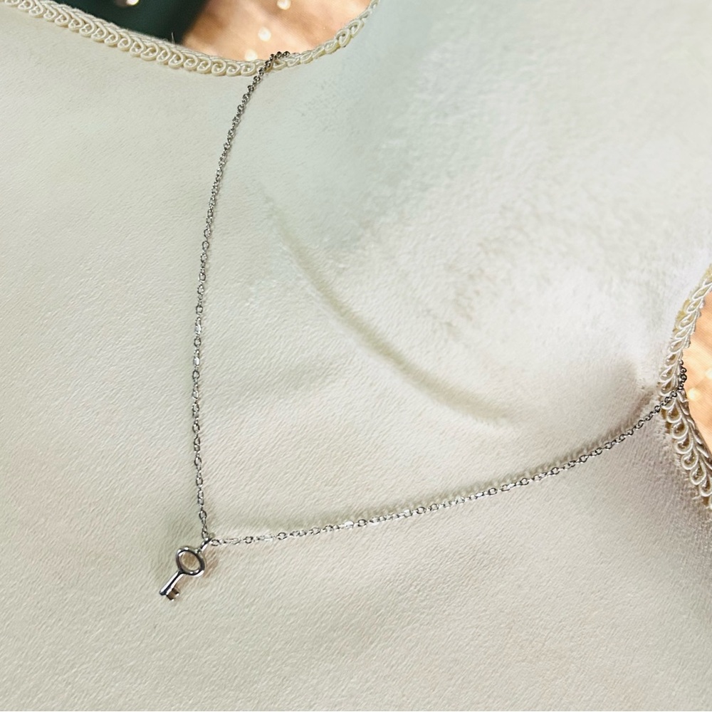 Handcrafted mini skeleton key pendant on chain necklace